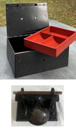 Antike metall geldkassette und - antike, metall-geldkassette